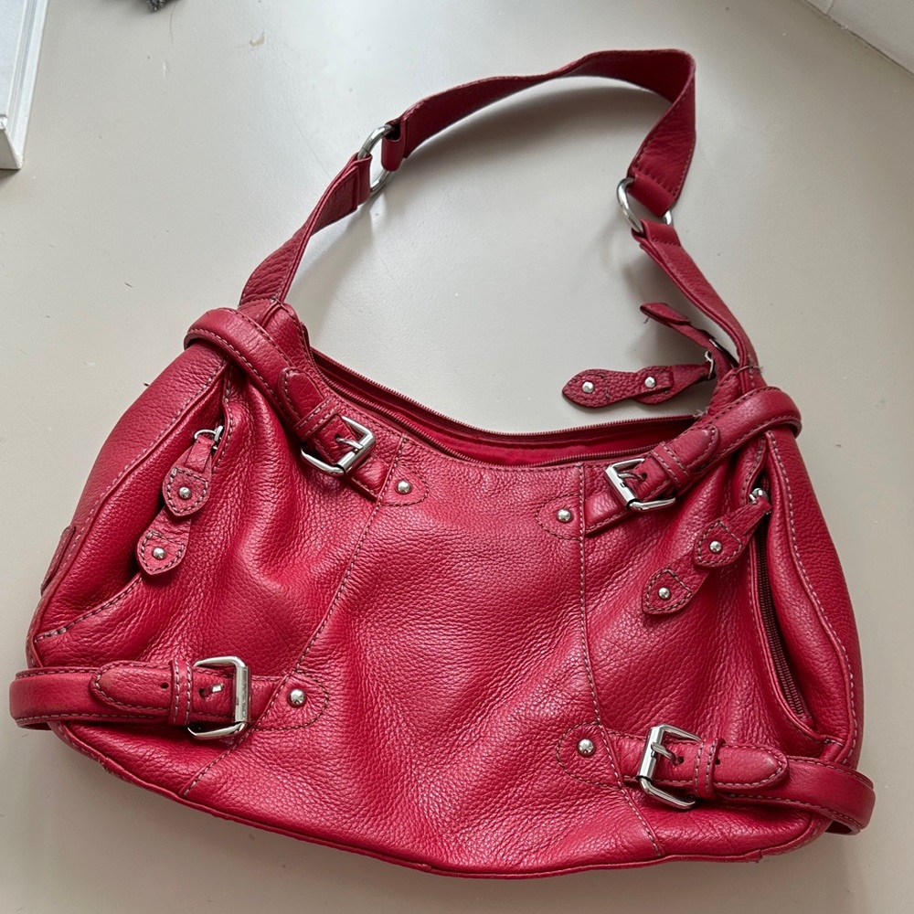 Red Leather Shoulder Bag